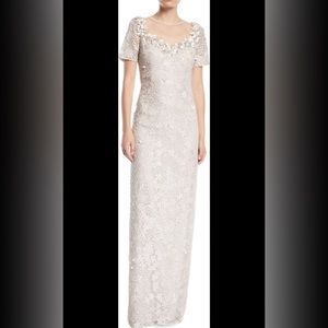 Teri Jon Elegant Cream Wedding Dress